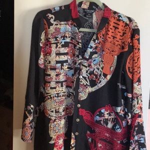 Silk jacket blouse bottom down